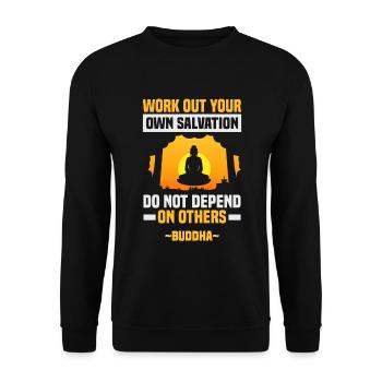 Buddhist Meditation Zen Buddha Buddhismus und Yoga - Unisex Pullover - Schwarz - Vorne - Alina (178cm) & Michal (187cm)
