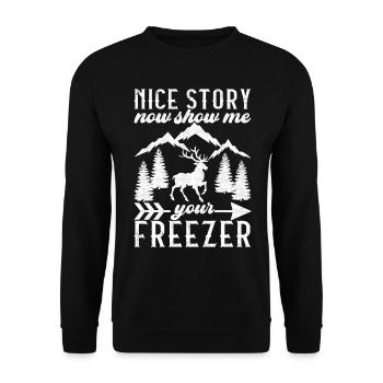 Hunting Hunter Hunting Deer - Unisex Sweatshirt - black - Front - Alina (178cm) & Michal (187cm)
