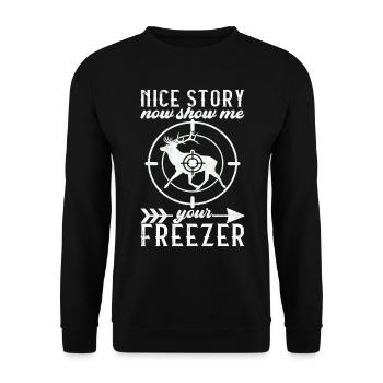 Hunting Hunter Hunting Deer - Unisex Sweatshirt - black - Front - Alina (178cm) & Michal (187cm)