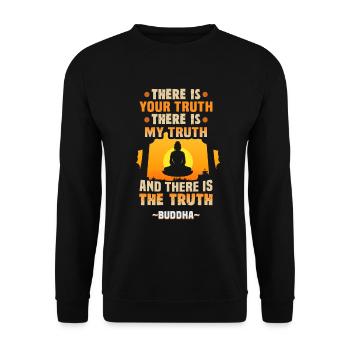 Buddhist Meditation Zen Buddha Buddhismus und Yoga - Unisex Pullover - Schwarz - Vorne - Alina (178cm) & Michal (187cm)