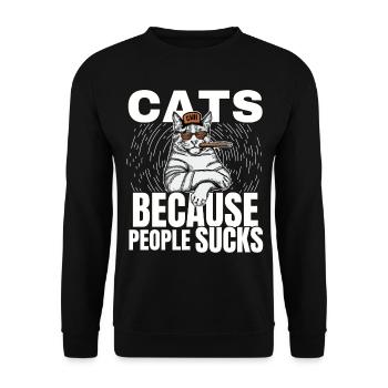 Cat Cat Cat Shirt Cat Gift Idea Kitten - Sweat-shirt Unisexe - noir - Devant - Alina (178cm) & Michal (187cm)