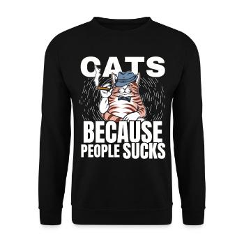 Katzen Katze Katzenshirt Katze Geschenkidee kitten - Unisex Pullover - Schwarz - Vorne - Alina (178cm) & Michal (187cm)
