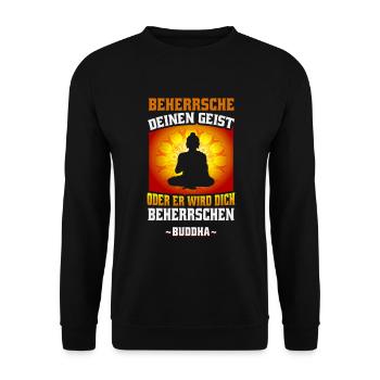 Buddhist Meditation Zen Buddha Buddhismus und Yoga - Unisex Pullover - Schwarz - Vorne - Alina (178cm) & Michal (187cm)