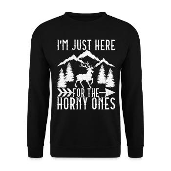 Hunting Hunter Hunting Deer - Unisex Sweatshirt - black - Front - Alina (178cm) & Michal (187cm)