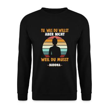 Buddhist Meditation Zen Buddha Buddhismus und Yoga - Unisex Pullover - Schwarz - Vorne - Alina (178cm) & Michal (187cm)