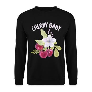 Cherry, Cherry-Fruit funny saying Cherry-Baby - Unisex Sweatshirt - black - Front - Alina (178cm) & Michal (187cm)