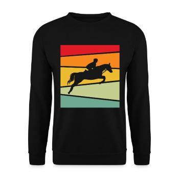 Pferd Retro - Unisex Pullover - Schwarz - Vorne - Alina (178cm) & Michal (187cm)