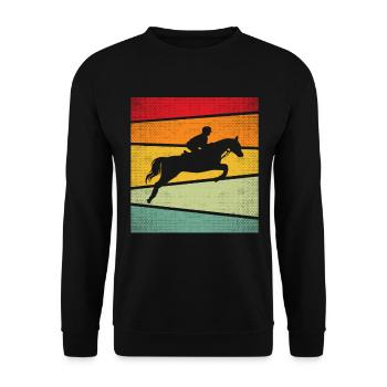 Pferd Retro - Unisex Pullover - Schwarz - Vorne - Alina (178cm) & Michal (187cm)