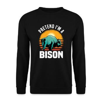 Büffel Bison Ochse Indianer Amerikanisch - Unisex Pullover - Schwarz - Vorne - Alina (178cm) & Michal (187cm)