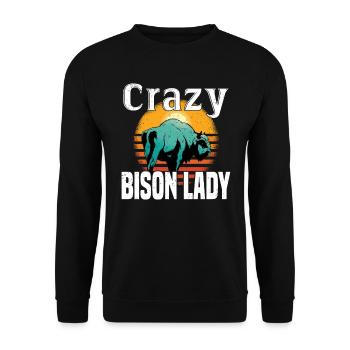 Büffel Bison Ochse Indianer Amerikanisch - Unisex Pullover - Schwarz - Vorne - Alina (178cm) & Michal (187cm)