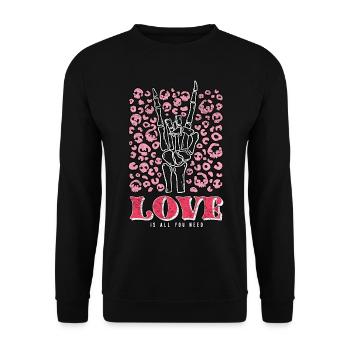 Love Is All You Need Skeleton Valentine's Day - Unisex Sweatshirt - black - Front - Alina (178cm) & Michal (187cm)