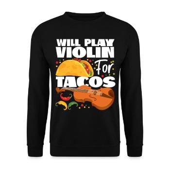 Violin Violinist Taco Will Play - Unisex Pullover - Schwarz - Vorne - Alina (178cm) & Michal (187cm)