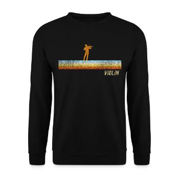 Violin Violinist Retro Vintage - Unisex Pullover - Schwarz - Vorne - Alina (178cm) & Michal (187cm)