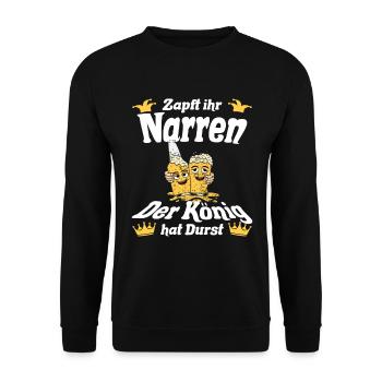 Schützenfest Zapt ihr Narren der König hat Durst - Unisex Pullover - Schwarz - Vorne - Alina (178cm) & Michal (187cm)