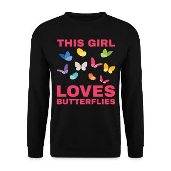 Cette fille aime les papillons - Sweat-shirt Unisexe - noir - Devant - Alina (178cm) & Michal (187cm)
