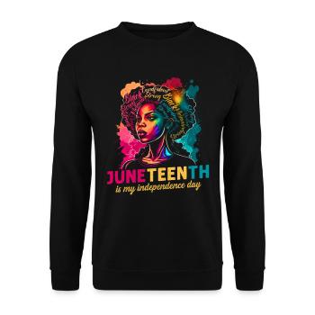 Juneteenth BLM Black Proud Woman Strong Black - Sweat-shirt Unisexe - noir - Devant - Alina (178cm) & Michal (187cm)