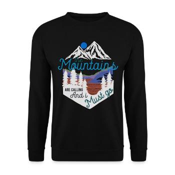 The Mountains Are Calling Hiking Mountains Camping - Unisex Sweatshirt - black - Front - Alina (178cm) & Michal (187cm)