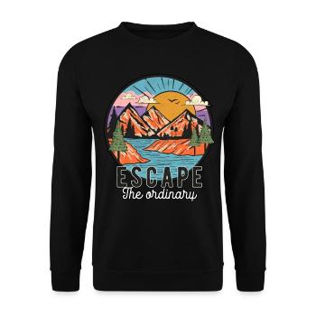 Escape The Ordinary Hiking Mountains Camping - Unisex Sweatshirt - black - Front - Alina (178cm) & Michal (187cm)