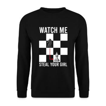 Regarde-moi voler ta fille Échecs Échiquier - Sweat-shirt Unisexe - noir - Devant - Alina (178cm) & Michal (187cm)