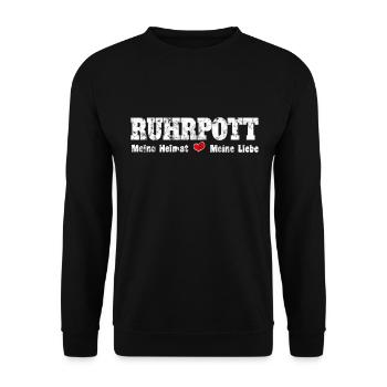 Ruhrpott Meine Heimat meine Liebe Herz - Unisex Pullover - Schwarz - Vorne - Alina (178cm) & Michal (187cm)