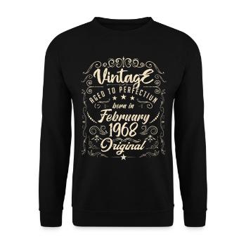 Vintage Born in February 1968 Anniversary February - Unisex Sweatshirt - black - Front - Alina (178cm) & Michal (187cm)
