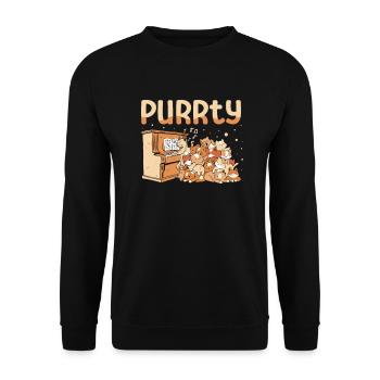Purrty Musiker Pianist Cat Whisperer Kitty Lover - Unisex Pullover - Schwarz - Vorne - Alina (178cm) & Michal (187cm)