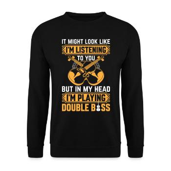Double Bassiste - Dans ma tête je joue du Double Bas - Sweat-shirt Unisexe - noir - Devant - Alina (178cm) & Michal (187cm)