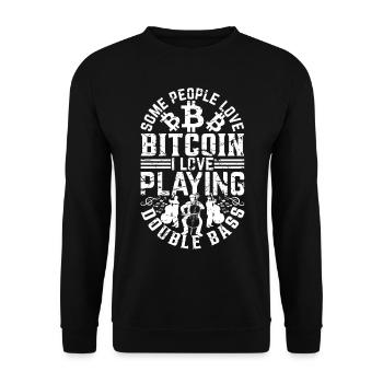 Funny Double Bass Player - I Love Playing Double B - Unisex Pullover - Schwarz - Vorne - Alina (178cm) & Michal (187cm)