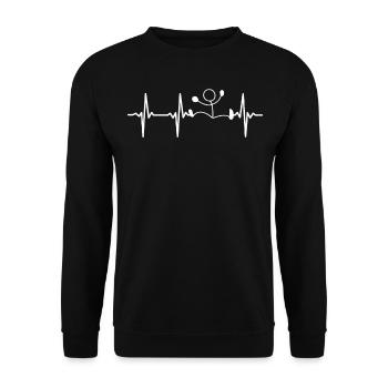 Stick Figure Heartbeat Jumping Stick Figure Heartb - Sweat-shirt Unisexe - noir - Devant - Alina (178cm) & Michal (187cm)