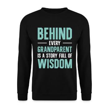 Ruhestand Leben Zitat Lektion Großeltern Weisheit - Unisex Pullover - Schwarz - Vorne - Alina (178cm) & Michal (187cm)