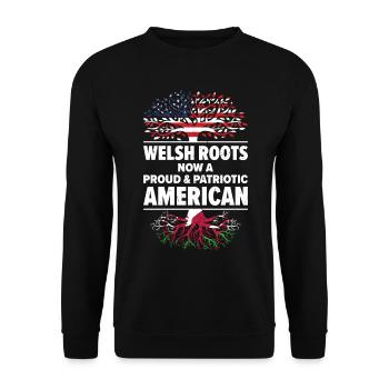 Geboren in Walisisch Wales Amerikanisch USA - Unisex Pullover - Schwarz - Vorne - Alina (178cm) & Michal (187cm)