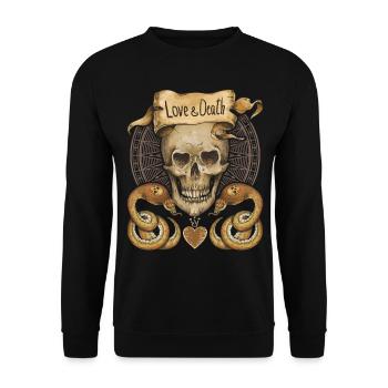 Crâne, serpents, amour et mort, dire - Sweat-shirt Unisexe - noir - Devant - Alina (178cm) & Michal (187cm)
