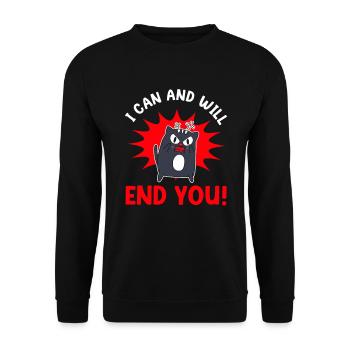 Angry Mean Cat Pet Owner Cute Feline Pet Kitten - Unisex Sweatshirt - black - Front - Alina (178cm) & Michal (187cm)