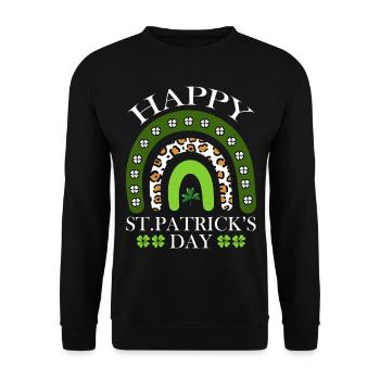Happy St. Patrick's Day Vibes Clover - Unisex Sweatshirt - black - Front - Alina (178cm) & Michal (187cm)