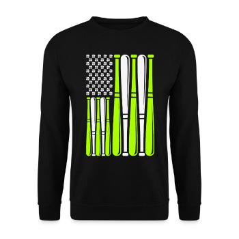 Baseball Bat Sports American Flag St. - Unisex Sweatshirt - black - Front - Alina (178cm) & Michal (187cm)