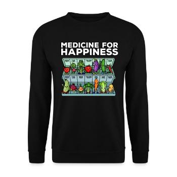 Medicine to Happiness Daily Dose of Vegetables - Unisex Sweatshirt - black - Front - Alina (178cm) & Michal (187cm)