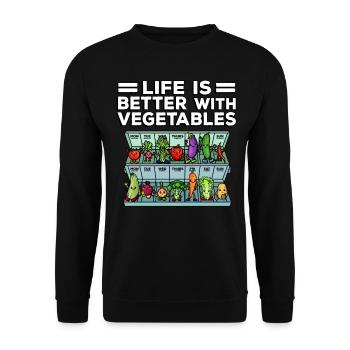 Medicine to Happiness Daily Dose of Vegetables - Unisex Sweatshirt - black - Front - Alina (178cm) & Michal (187cm)