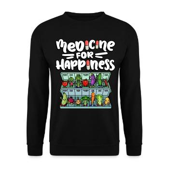 Medicine to Happiness Daily Dose of Vegetables - Unisex Sweatshirt - black - Front - Alina (178cm) & Michal (187cm)