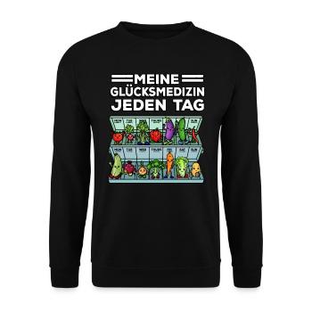 My happiness medicine Vegetable Foodie every day - Unisex Sweatshirt - black - Front - Alina (178cm) & Michal (187cm)