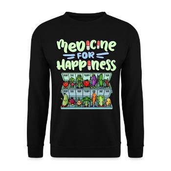 Medicine to Happiness Daily Dose of Vegetables - Unisex Sweatshirt - black - Front - Alina (178cm) & Michal (187cm)