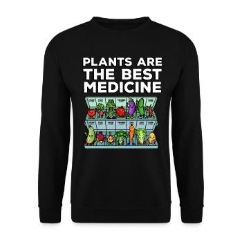 Medicine to Happiness Daily Dose of Vegetables - Unisex Sweatshirt - black - Front - Alina (178cm) & Michal (187cm)