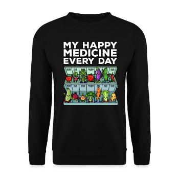 Medicine to Happiness Daily Dose of Vegetables - Unisex Sweatshirt - black - Front - Alina (178cm) & Michal (187cm)