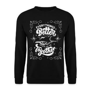 Valentinstag Spruch Typografie Freunde Liebe - Unisex Pullover - Schwarz - Vorne - Alina (178cm) & Michal (187cm)