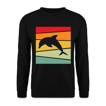 Delfin Retro - Unisex Pullover - Schwarz - Vorne - Alina (178cm) & Michal (187cm)