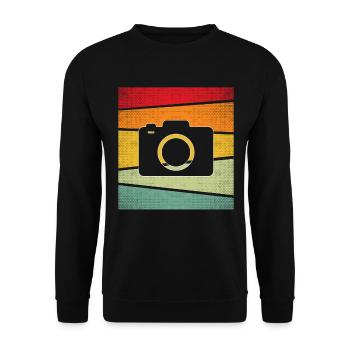 Kamera Retro - Unisex Pullover - Schwarz - Vorne - Alina (178cm) & Michal (187cm)