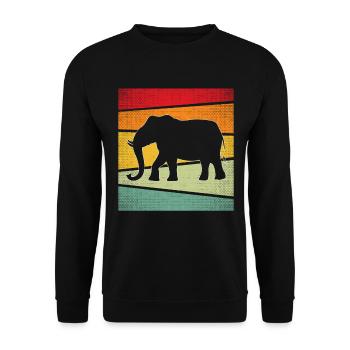 Elefant Retro - Unisex Pullover - Schwarz - Vorne - Alina (178cm) & Michal (187cm)