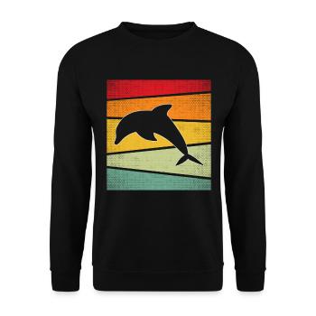 Delfin Retro - Unisex Pullover - Schwarz - Vorne - Alina (178cm) & Michal (187cm)