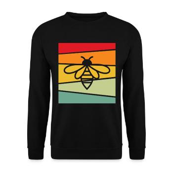 Biene Retro - Unisex Pullover - Schwarz - Vorne - Alina (178cm) & Michal (187cm)
