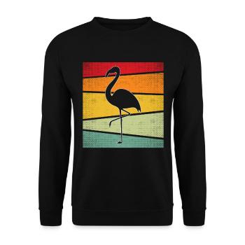 Flamant rose Rétro - Sweat-shirt Unisexe - noir - Devant - Alina (178cm) & Michal (187cm)