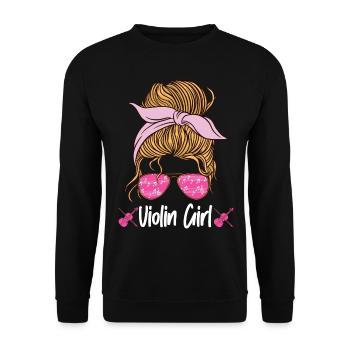 Violin Violinist Girl Sunglasses - Unisex Sweatshirt - black - Front - Alina (178cm) & Michal (187cm)